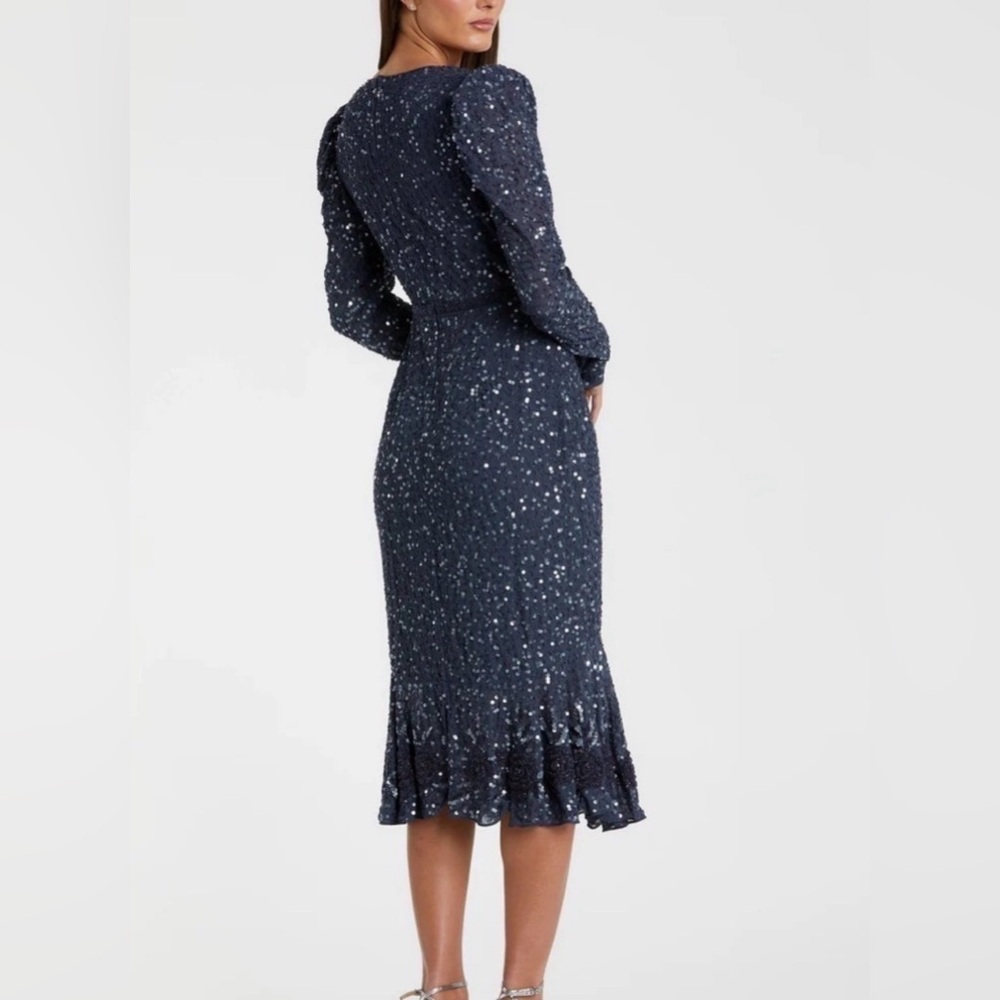Mac Duggal 10740 Embellished Long Sleeve Beaded Sequin Evening Gown Size 14 NWT - Picture 2 of 9
